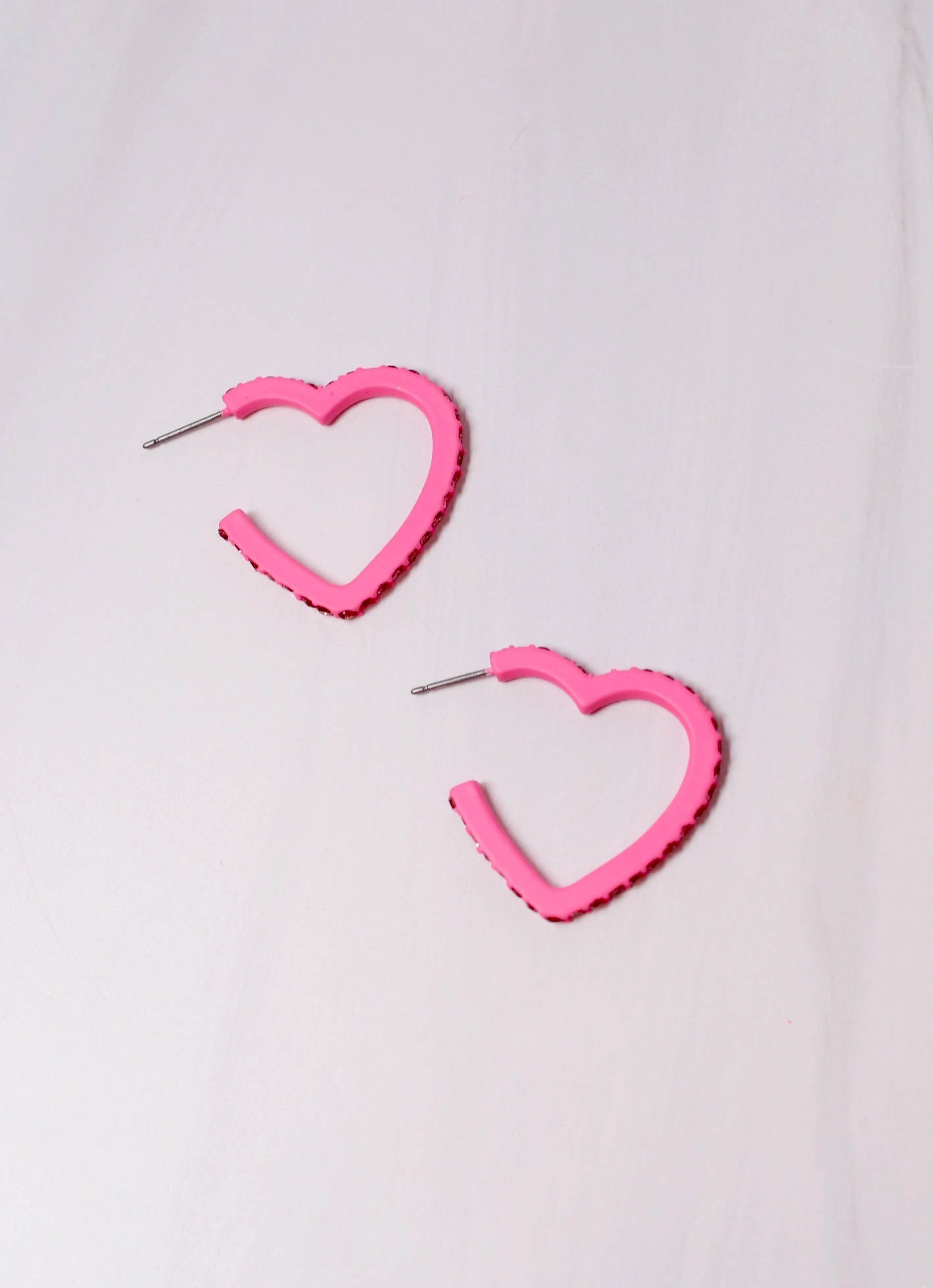 Achy Breaky Heart Hoop Earring HOT PINK