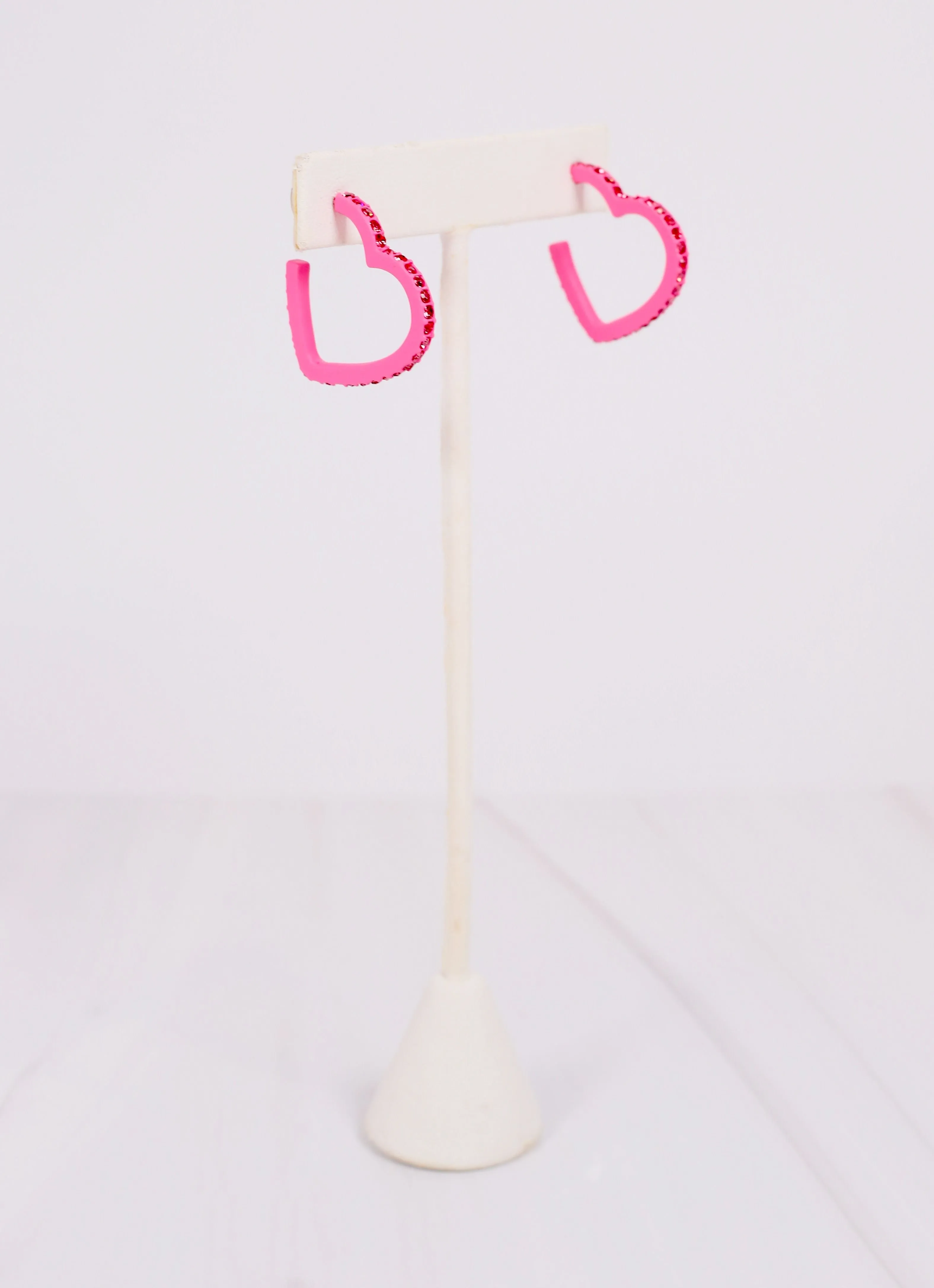 Achy Breaky Heart Hoop Earring HOT PINK