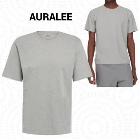 AURALEE  |Crew Neck Cashmere Plain Cotton Short Sleeves