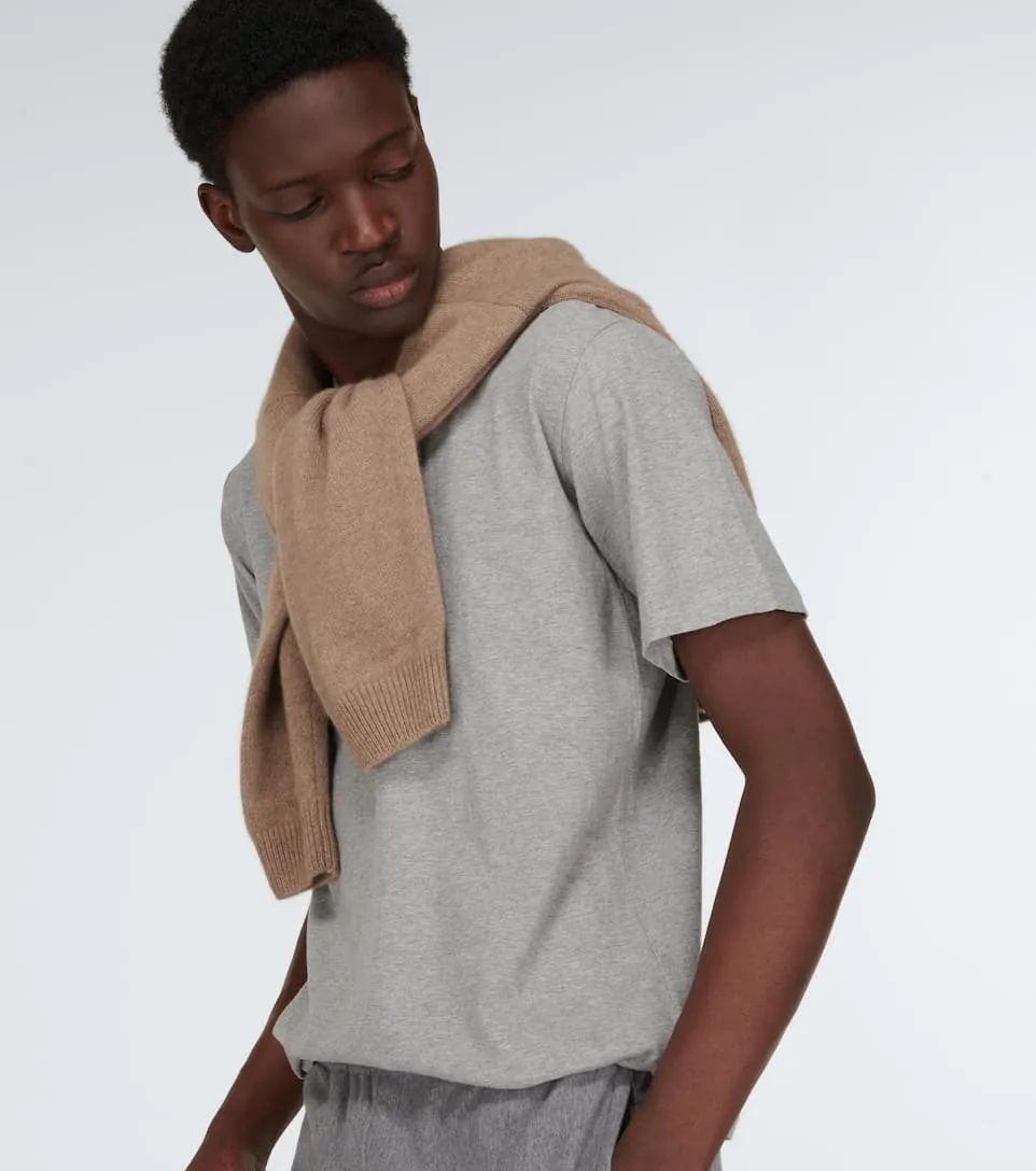 AURALEE  |Crew Neck Cashmere Plain Cotton Short Sleeves