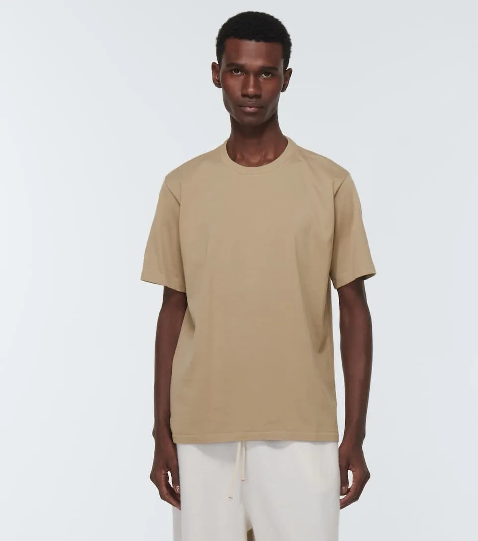 AURALEE  |Crew Neck Plain Cotton Short Sleeves Crew Neck T-Shirts