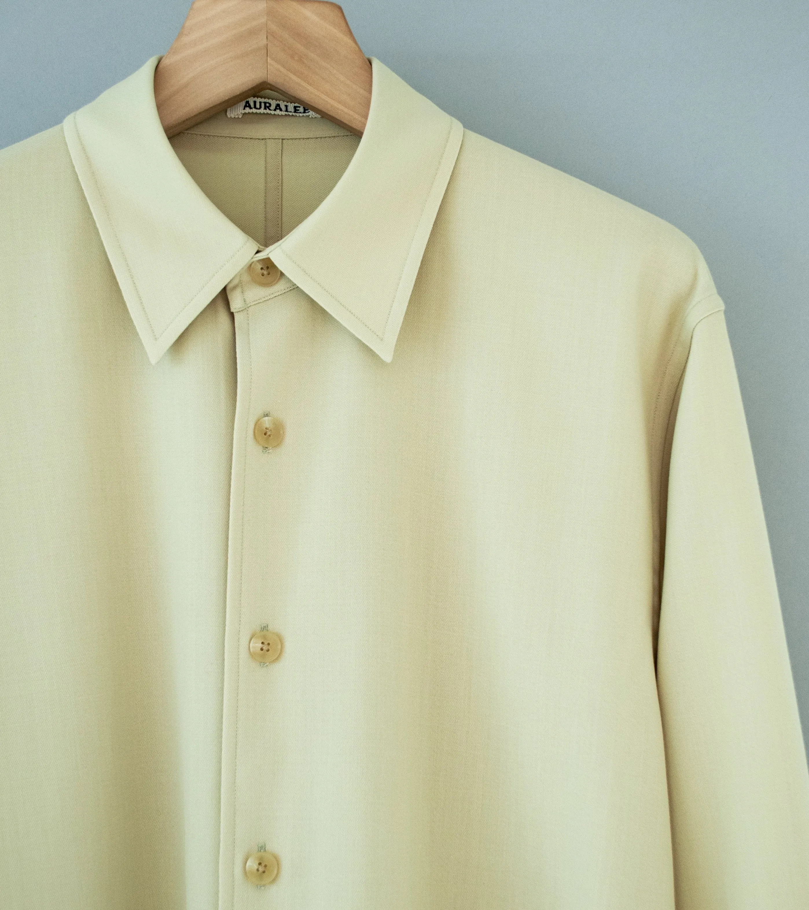 Auralee 'Hard Twist Wool Dobby Shirt' (Light Beige)