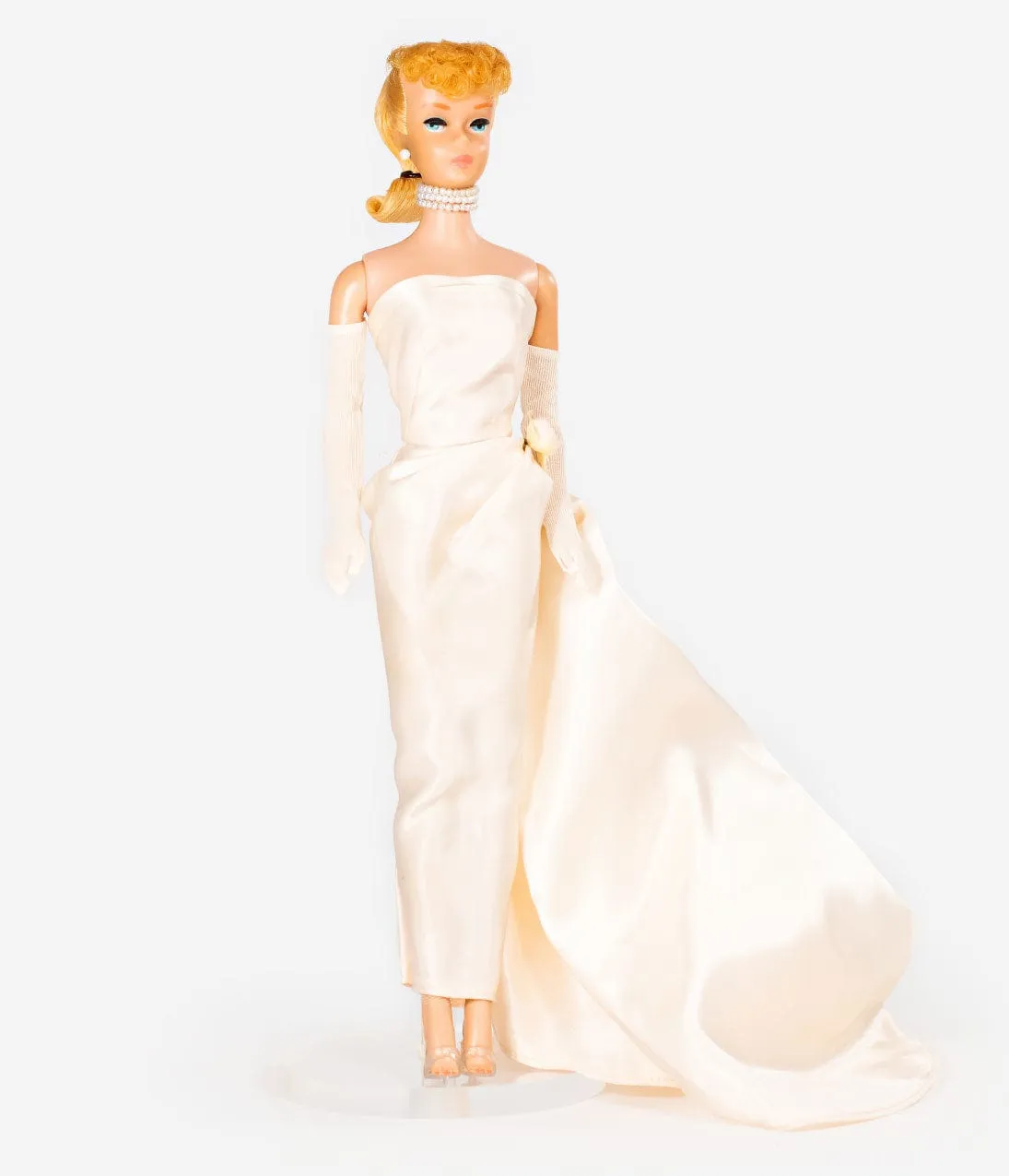 Barbie x Unique Vintage Pink Satin Strapless Enchanted Evening Gown