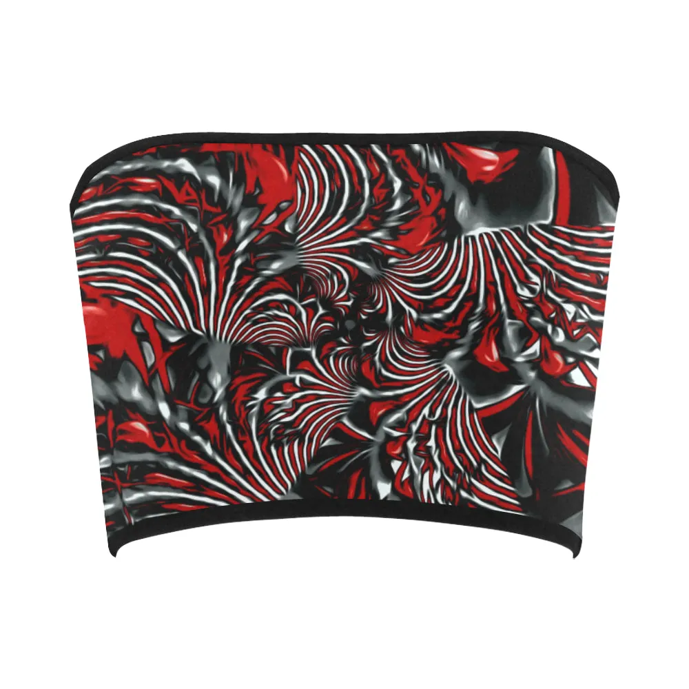 Crimson Burst Fractal Bandeau Top