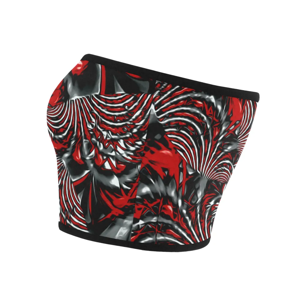 Crimson Burst Fractal Bandeau Top