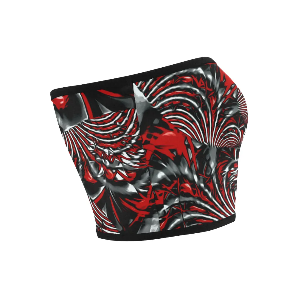 Crimson Burst Fractal Bandeau Top