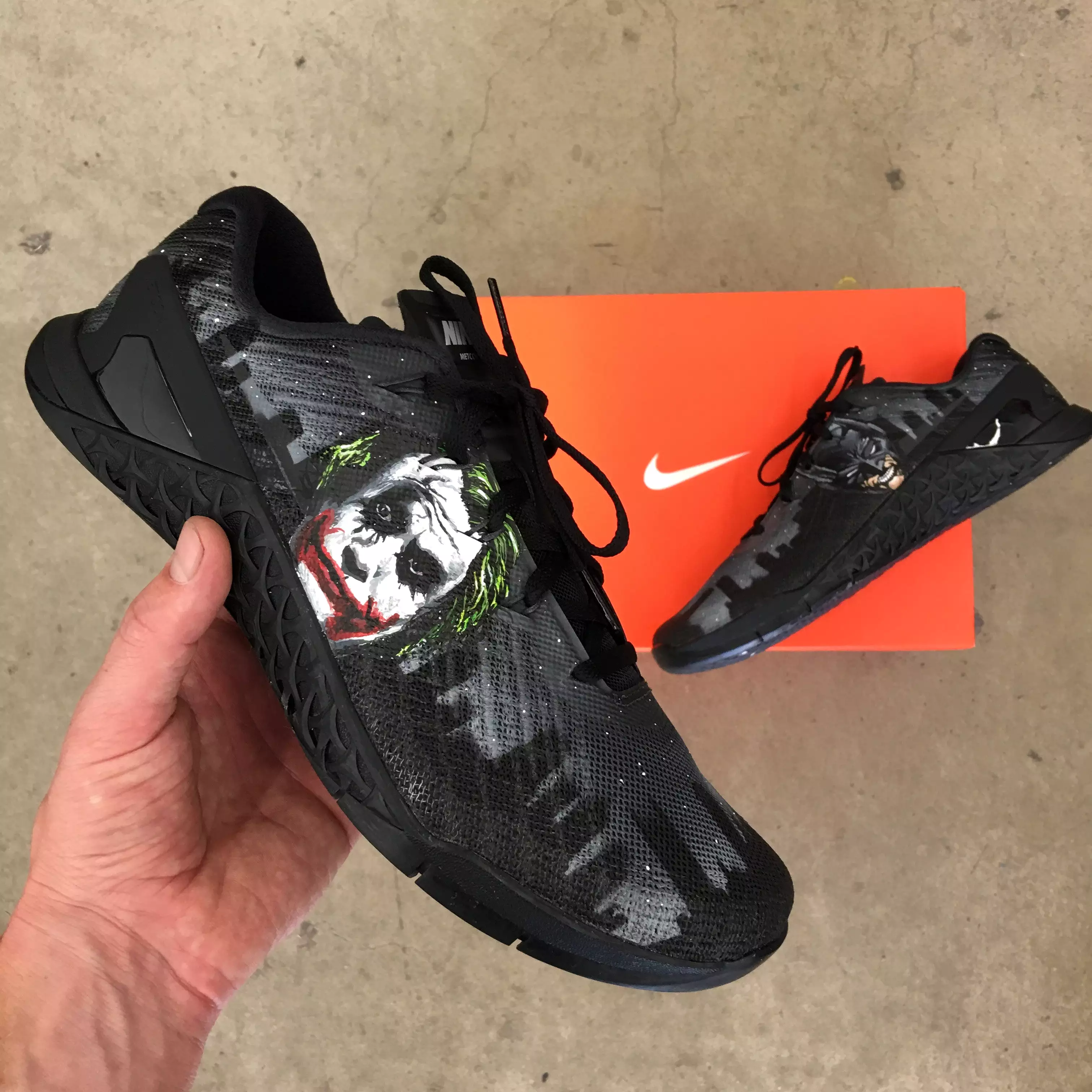 Custom Hand Painted Nike Metcon  Batman & Joker Theme