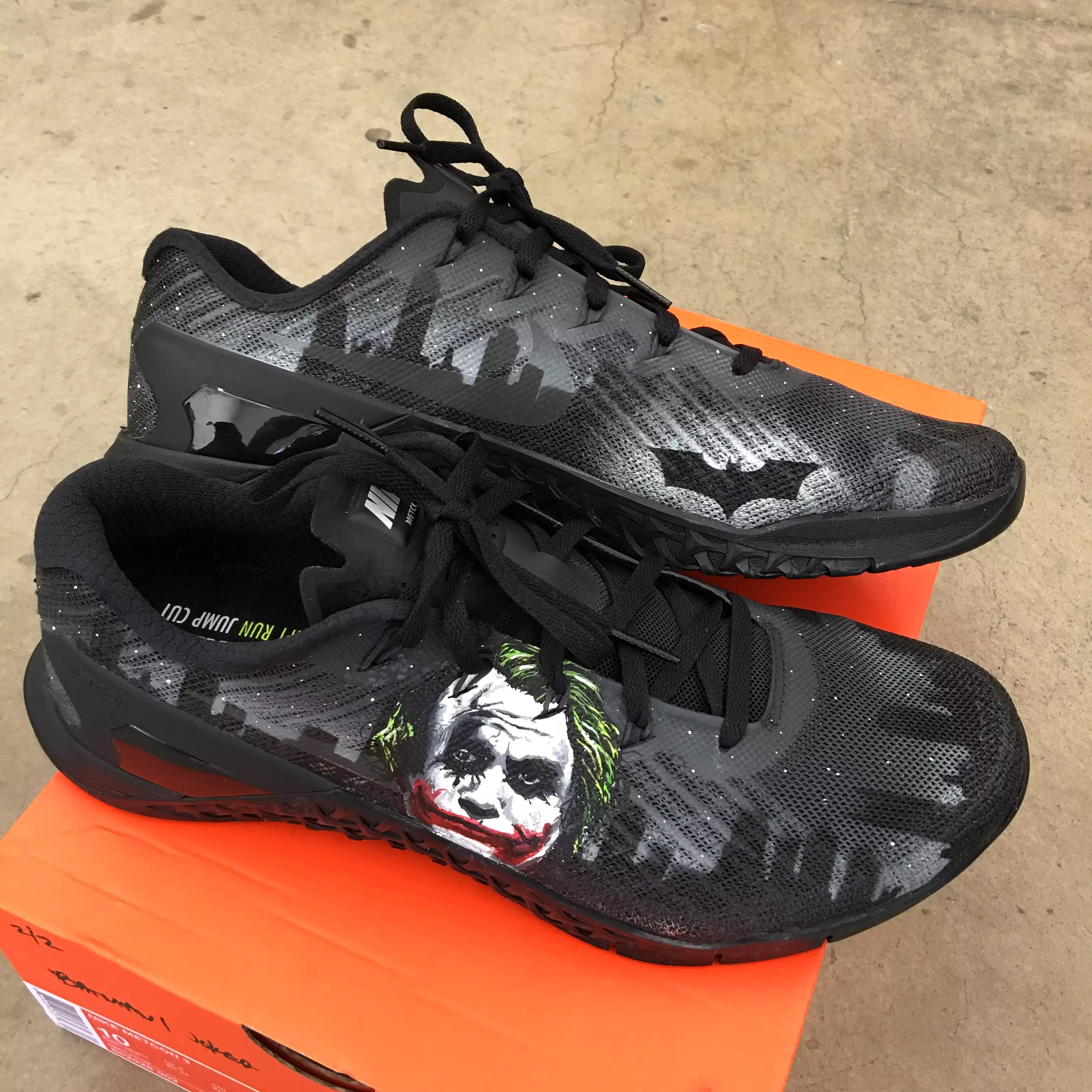 Custom Hand Painted Nike Metcon  Batman & Joker Theme