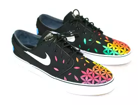 Custom Hand Painted Nike Zoom Stefan Janoski Sneakers - Rasta Sacred Geometry Flower of Life pattern