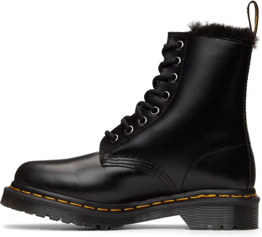 Dr. Martens Black 1460 Serena Faux-Fur Lined Boots