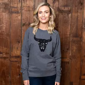 Embellished Skull Pullover Sweatshirt Jackal