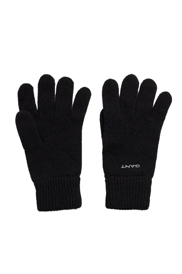 GANT Logo Wool Gloves Black