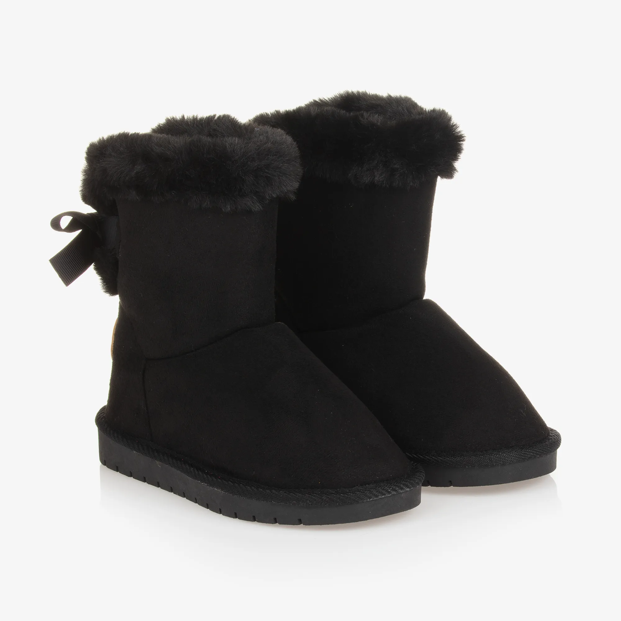 Girls Black Faux Fur Lined Boots