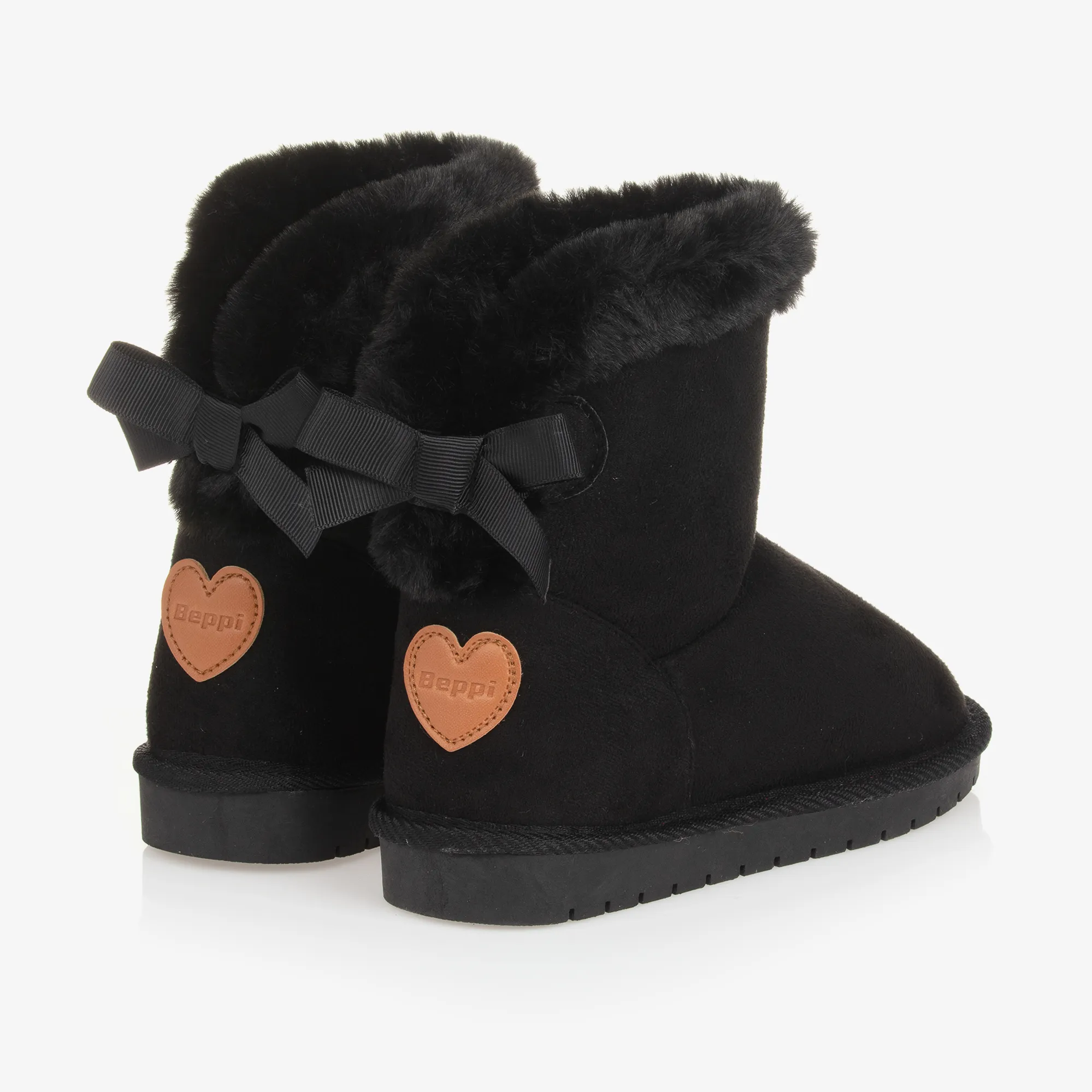 Girls Black Faux Fur Lined Boots