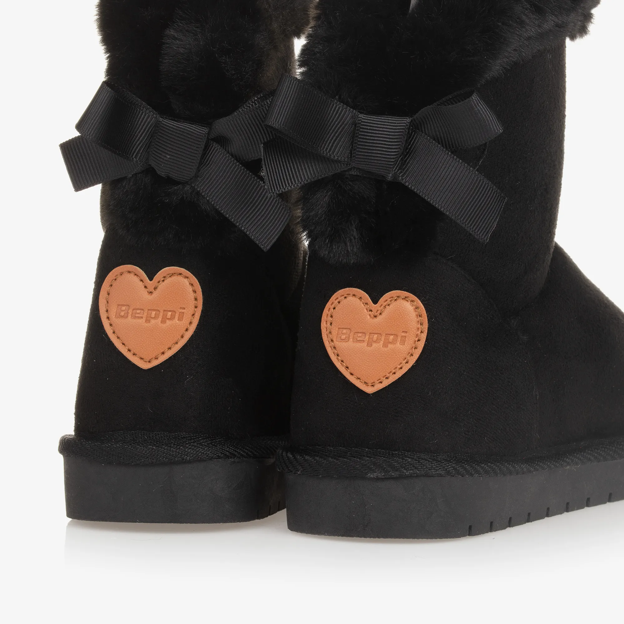 Girls Black Faux Fur Lined Boots