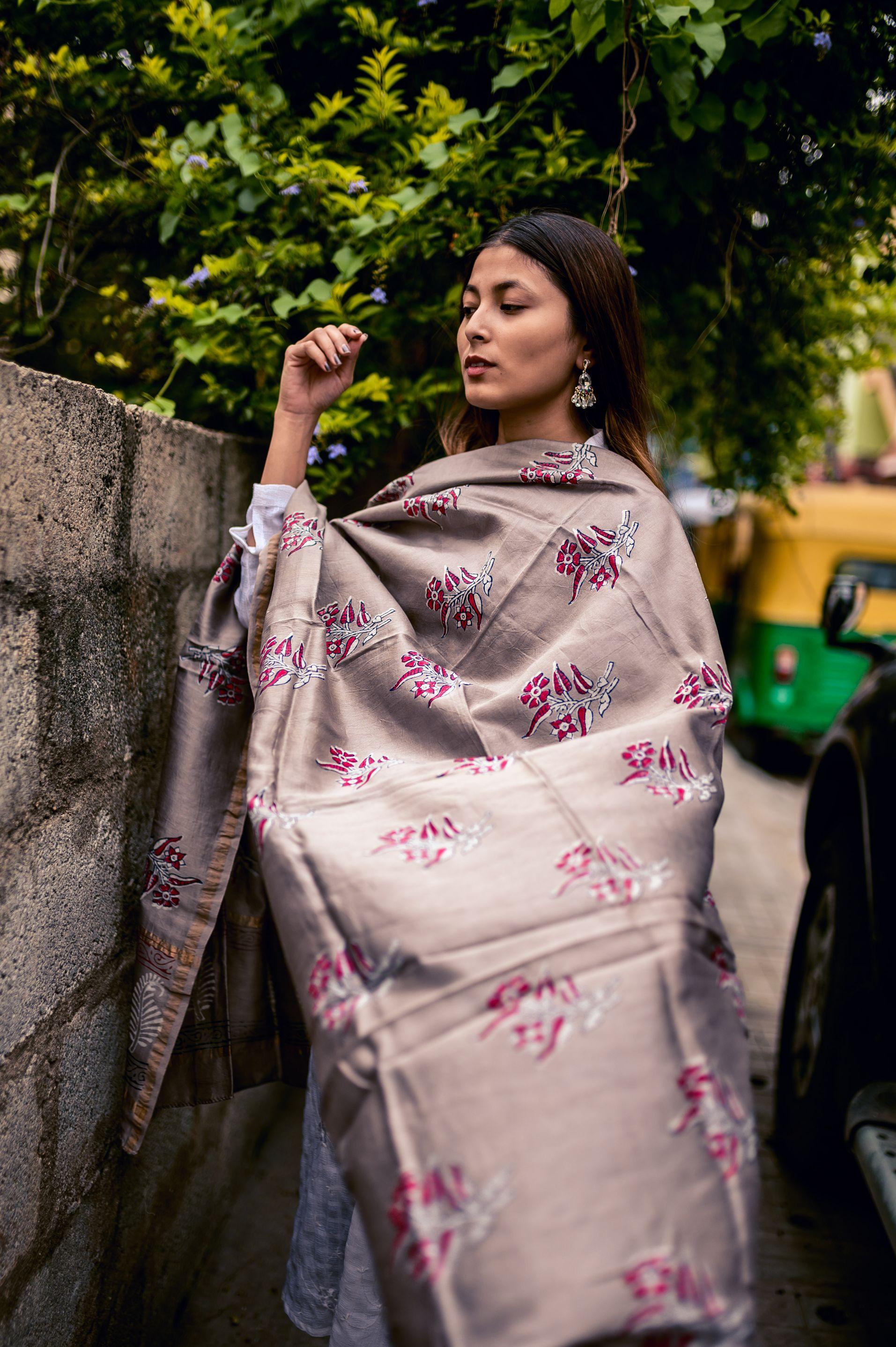 Kaisori Kashish Chanderi Dupatta - Floral