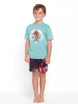 Little Boys Wave Wild Short Sleeve Tee - Cali Blue Heather