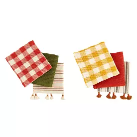 Mudpie NEUTRAL PATTERNED TASSEL TOWEL SETS