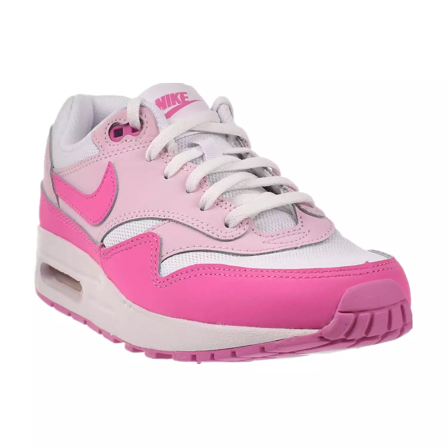 Nike Air Max 1 (GS) Big Kids' Shoes White-Playful Pink-Pink Foam