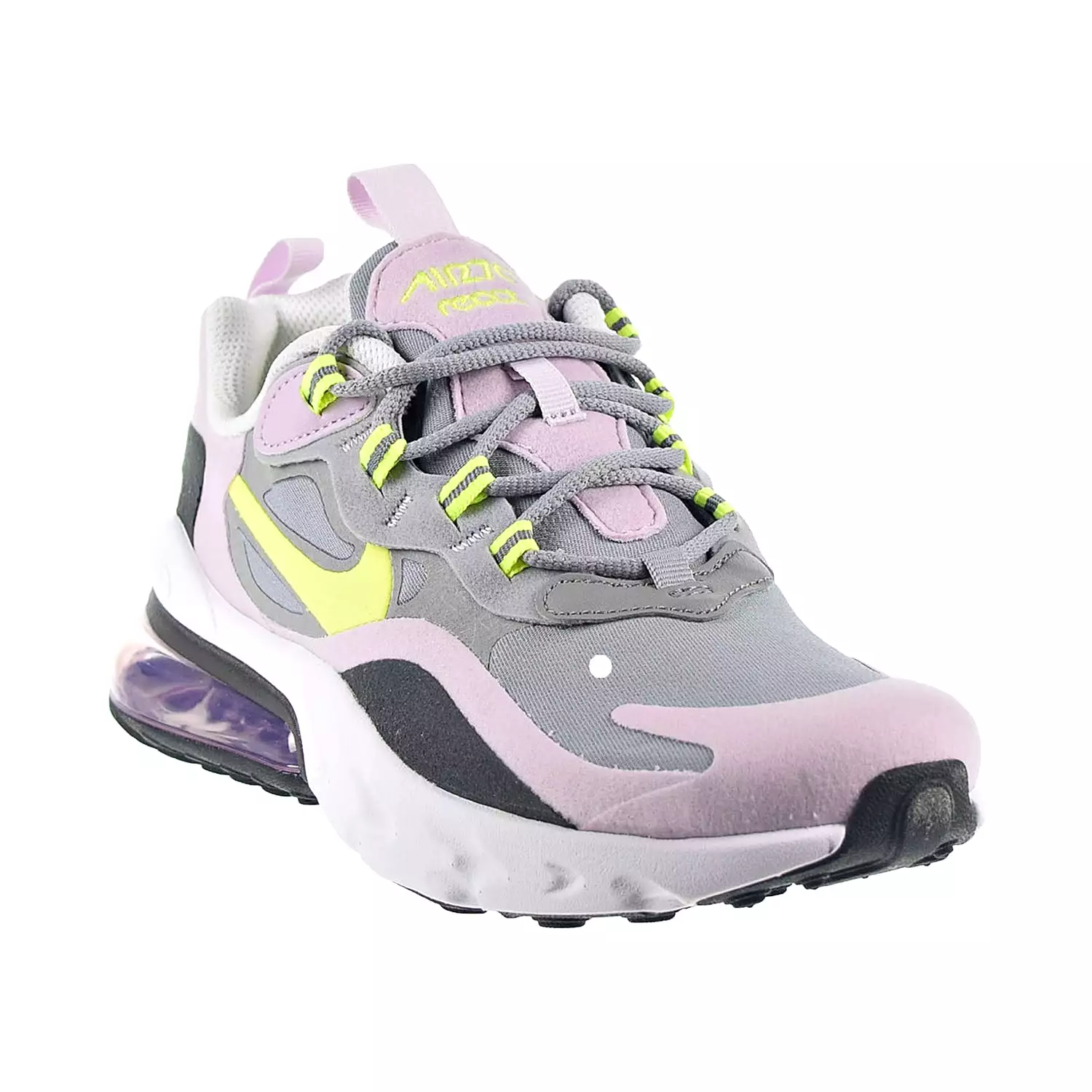 Nike Air Max 270 React (GS) Big Kids' Shoes Particle Grey-Iced Lilac-Lemon Venom