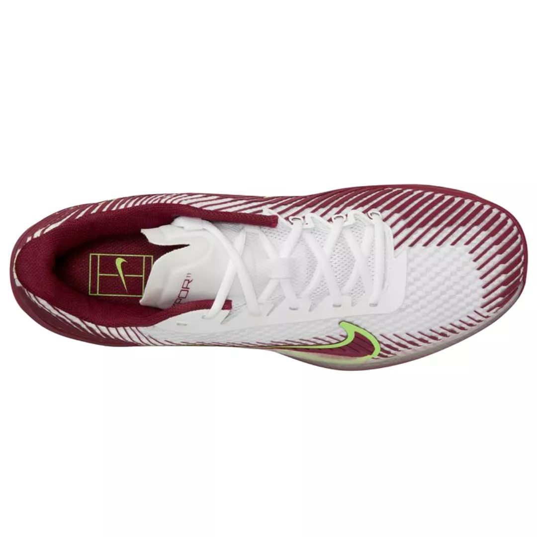 Nike Court Air Zoom Vapor 11 Men's Hard Court Tennis Shoes - White/Team Red-Lime Blast