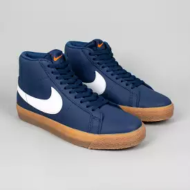 Nike SB Blazer Mid ISO Shoes Navy/White-Navy-Gum Light Brown