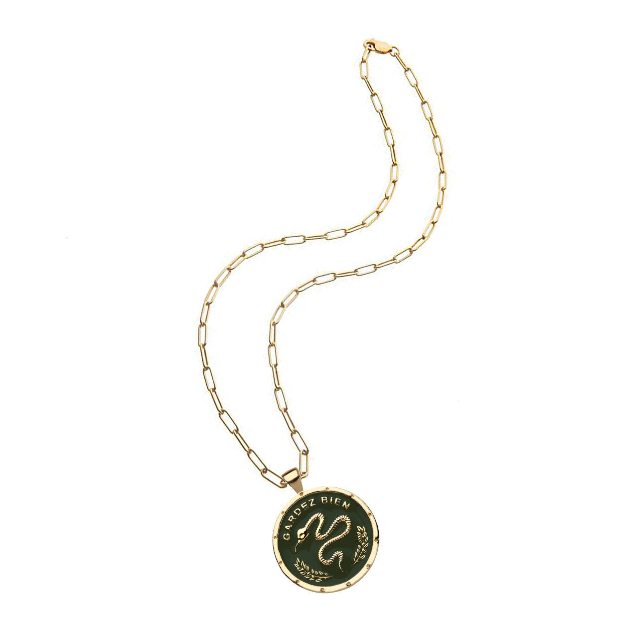 PROTECT JW Original Pendant Coin in Green Enamel