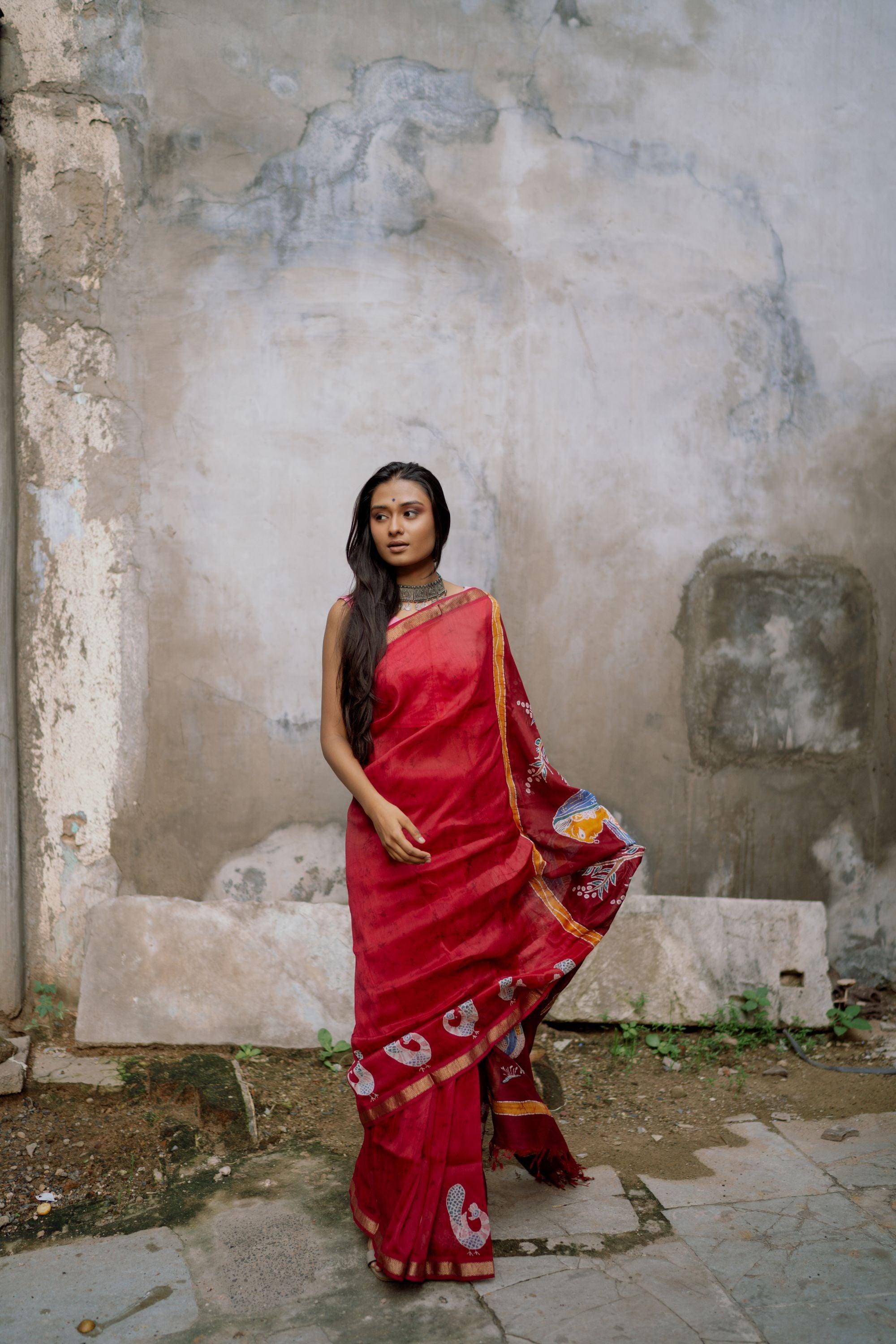 Ragini Bagh    -  Narmada Batik Maheswari saree