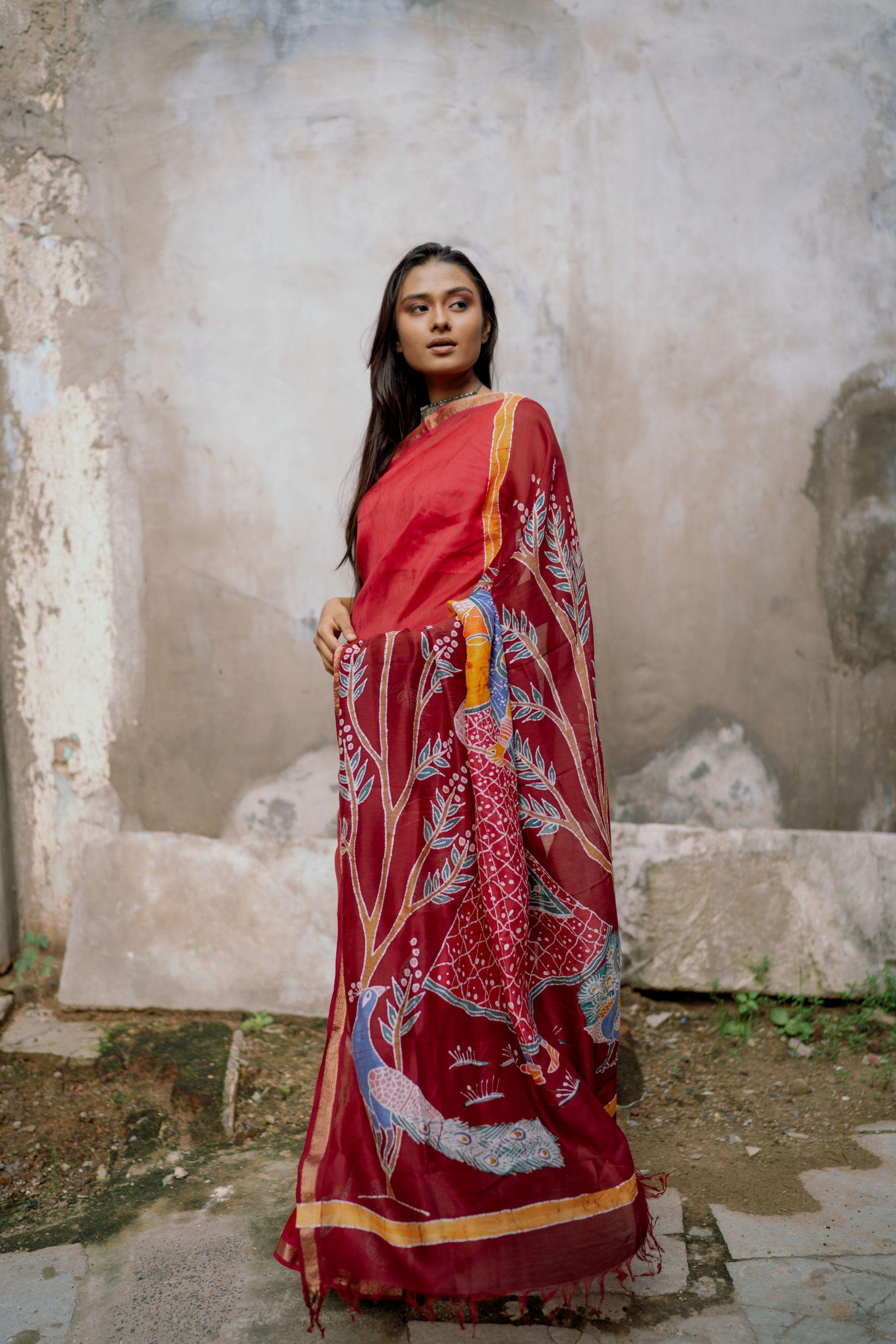 Ragini Bagh    -  Narmada Batik Maheswari saree