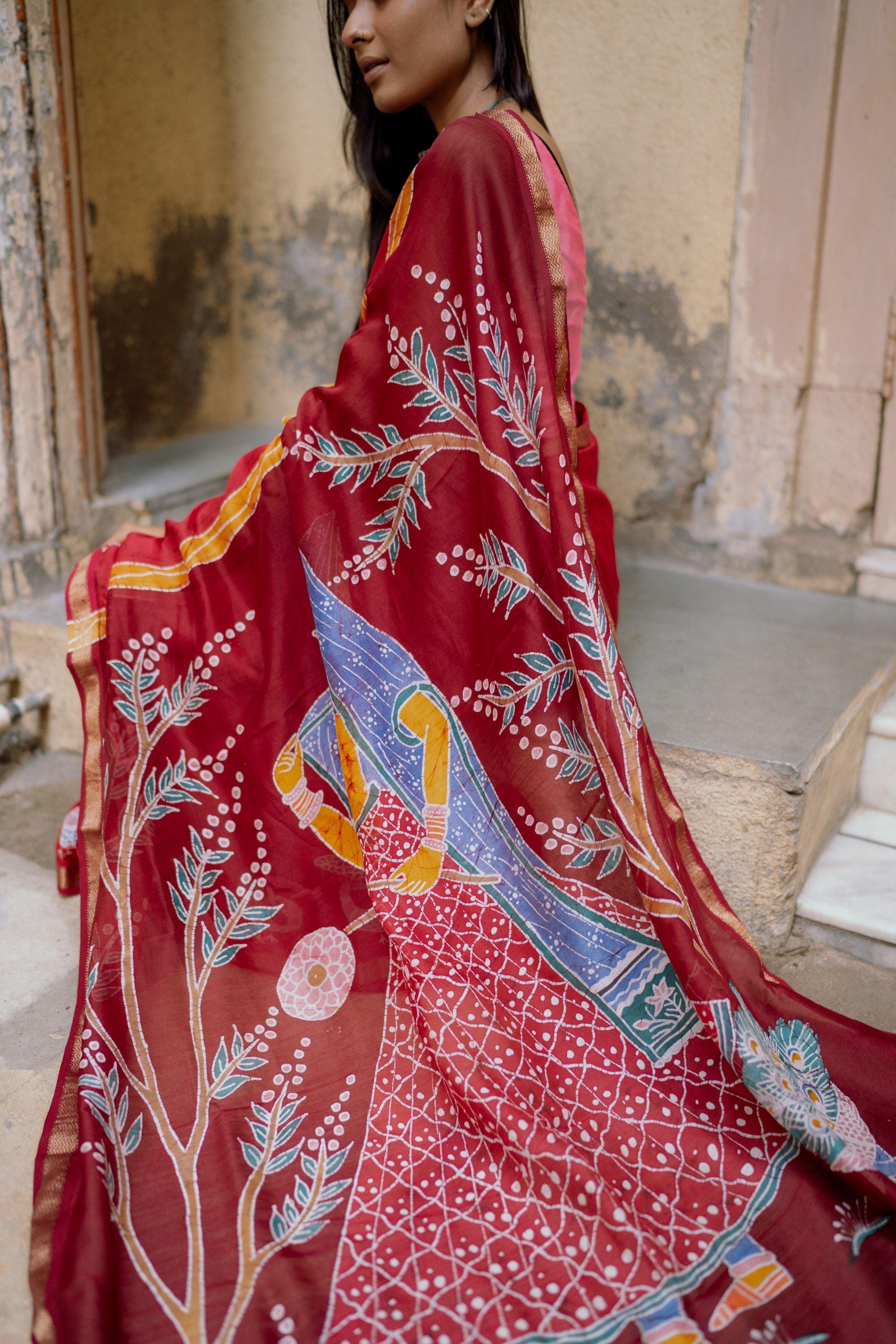 Ragini Bagh    -  Narmada Batik Maheswari saree