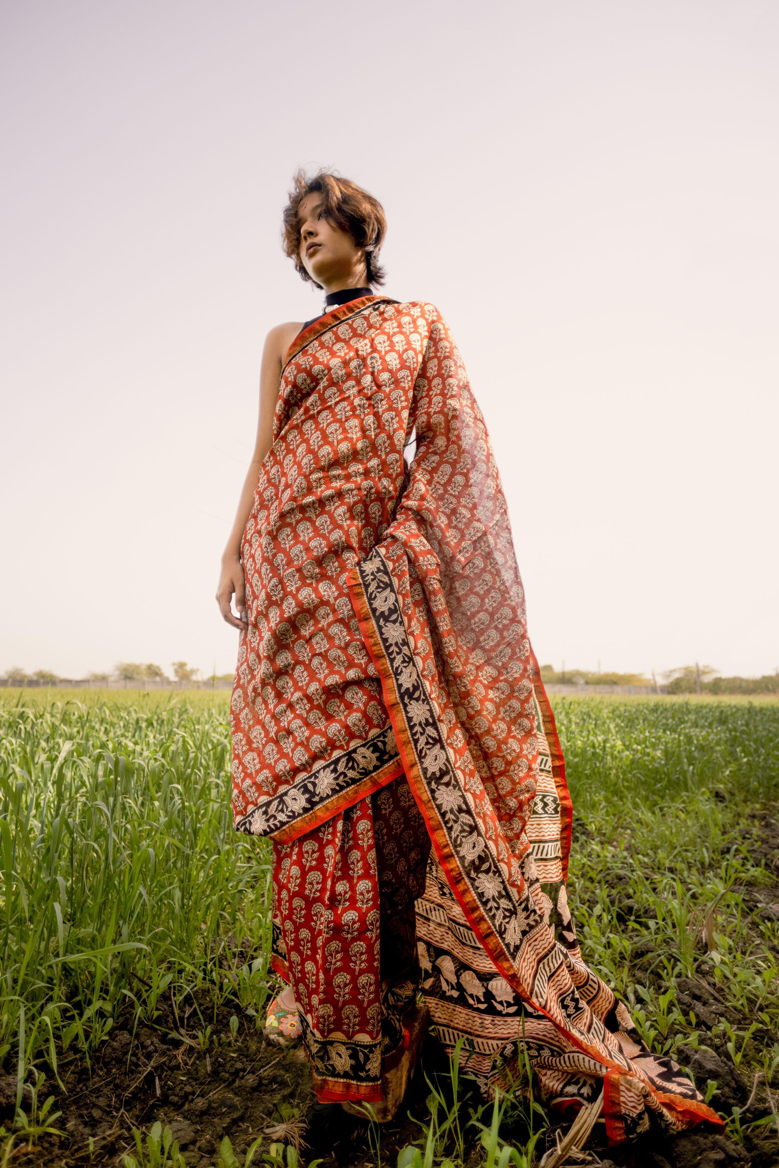 Roheda Gulab Syahi Begar Chanderi Saree