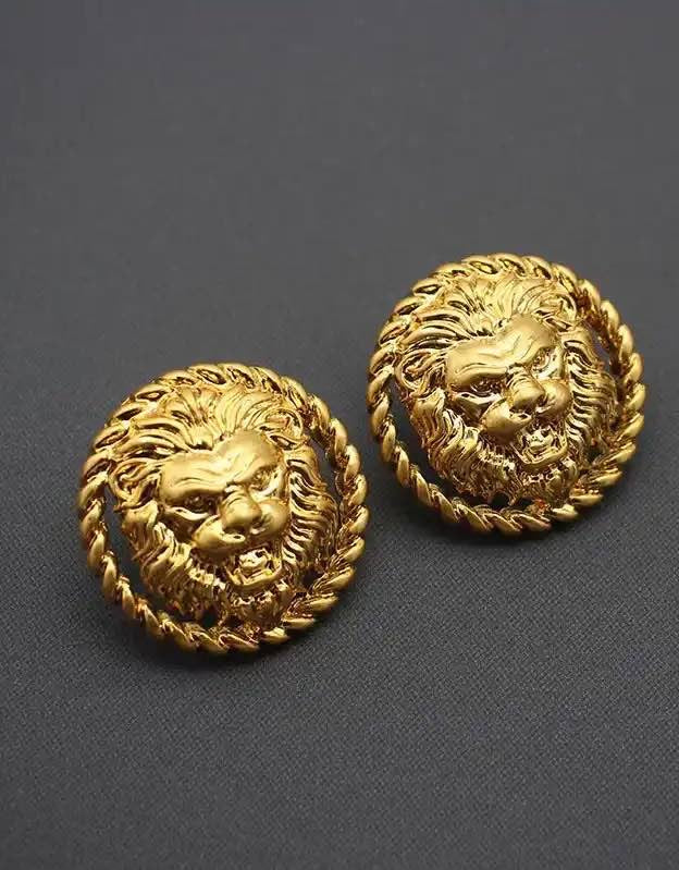 Round Lion Head Golden Jewelry