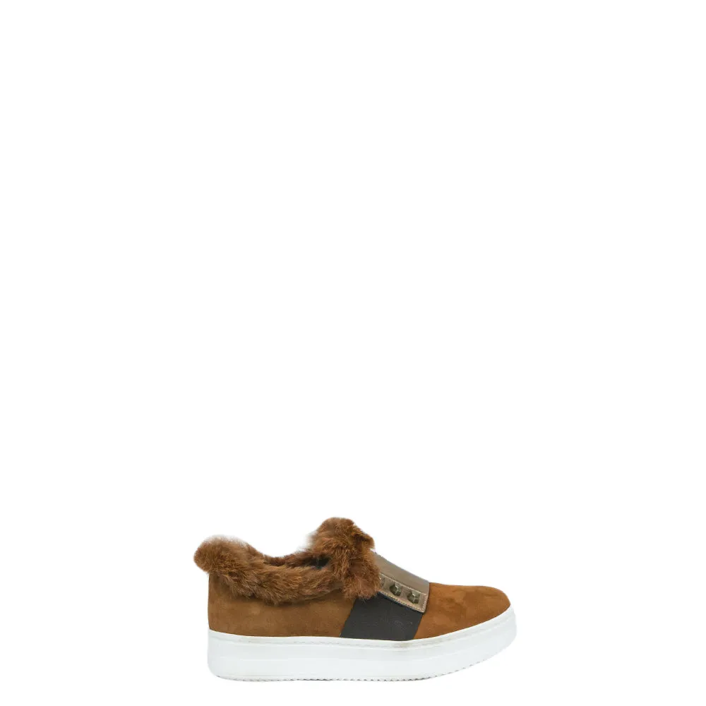 Slip-On Fascia Fur Lapin/Nabuck Brown