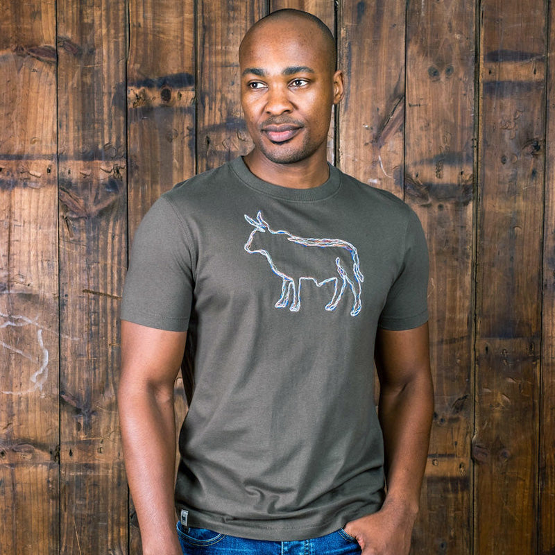 Squiggle Outline Nguni Crew Tee Fatigue