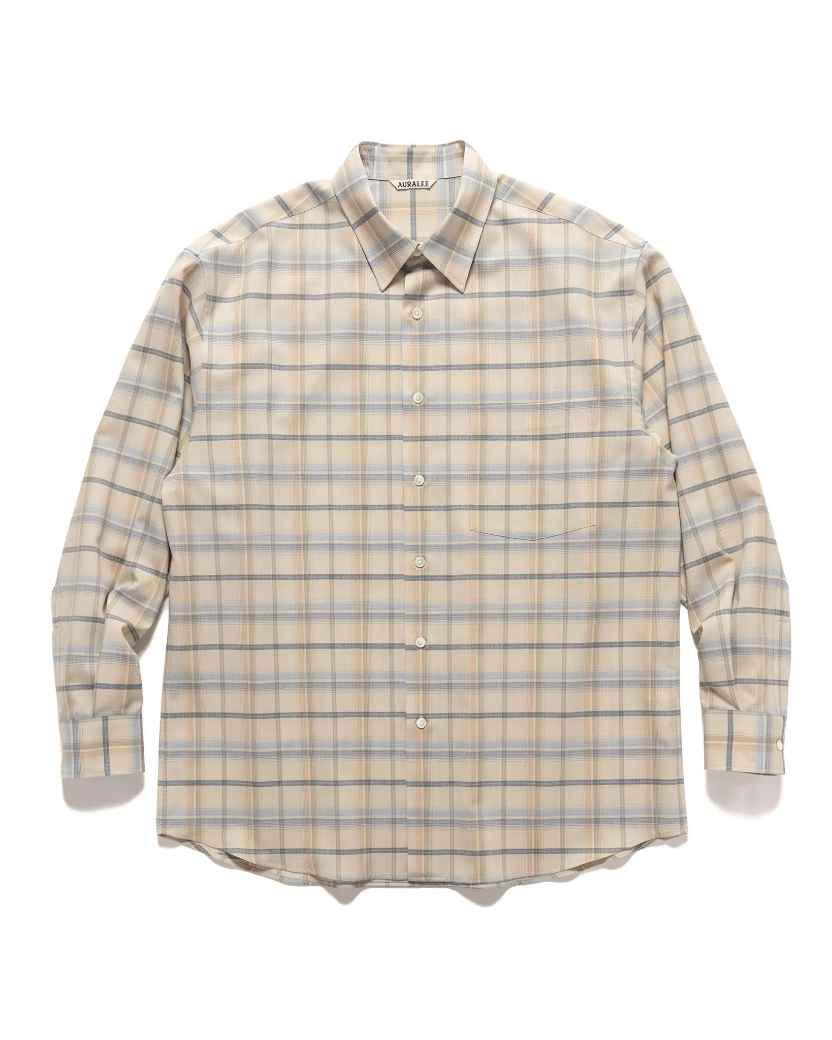 Super Light Wool Check Shirt Light Beige Check