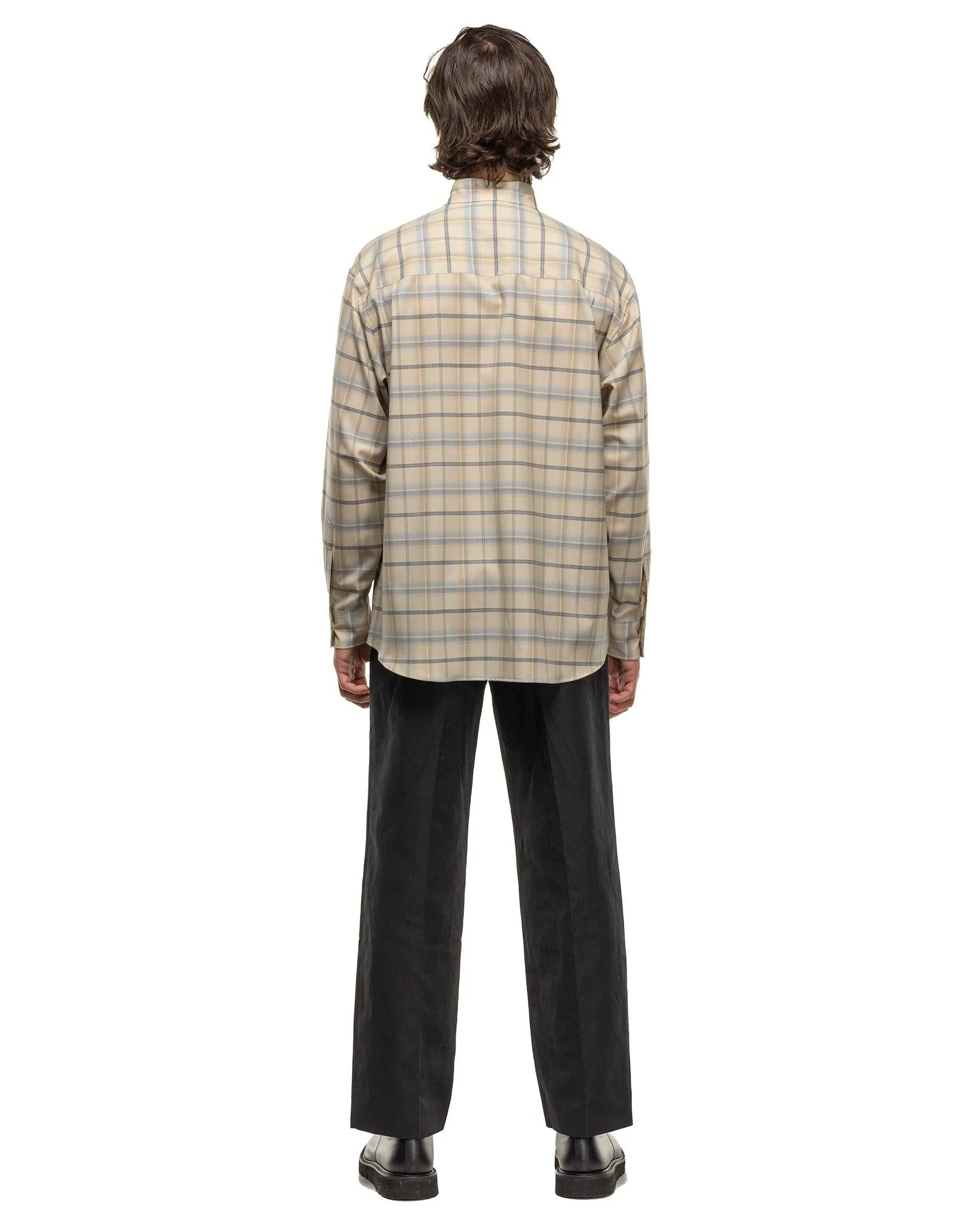 Super Light Wool Check Shirt Light Beige Check